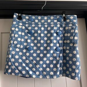 Vintage J. Crew blue and white polka dot skirt, size 8